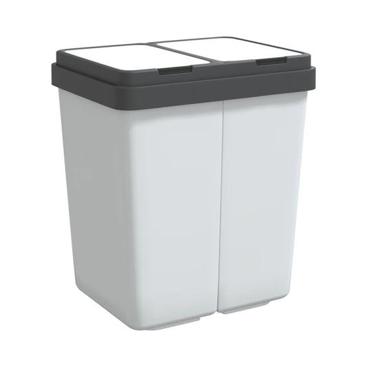 vidaXL Poubelle double blanc 2x25 L, poubelle de cuisine double, bac de Recyclage double, poubelle à deux compartiments, poubelle de Recyclage double