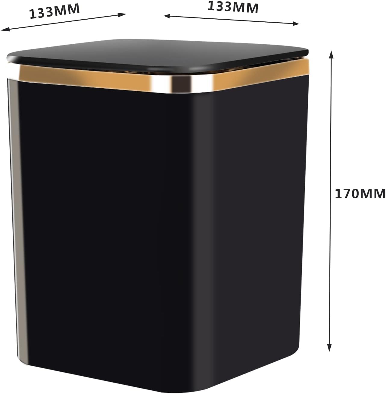 yuejuhe Mini Poubelle de Table avec Couvercle 2L, Petite Poubelle Cuisine, pour Salle de Bain, Plan de Travail, Sdb, Chambre, Bureau Enfant, Voiture (Noir)