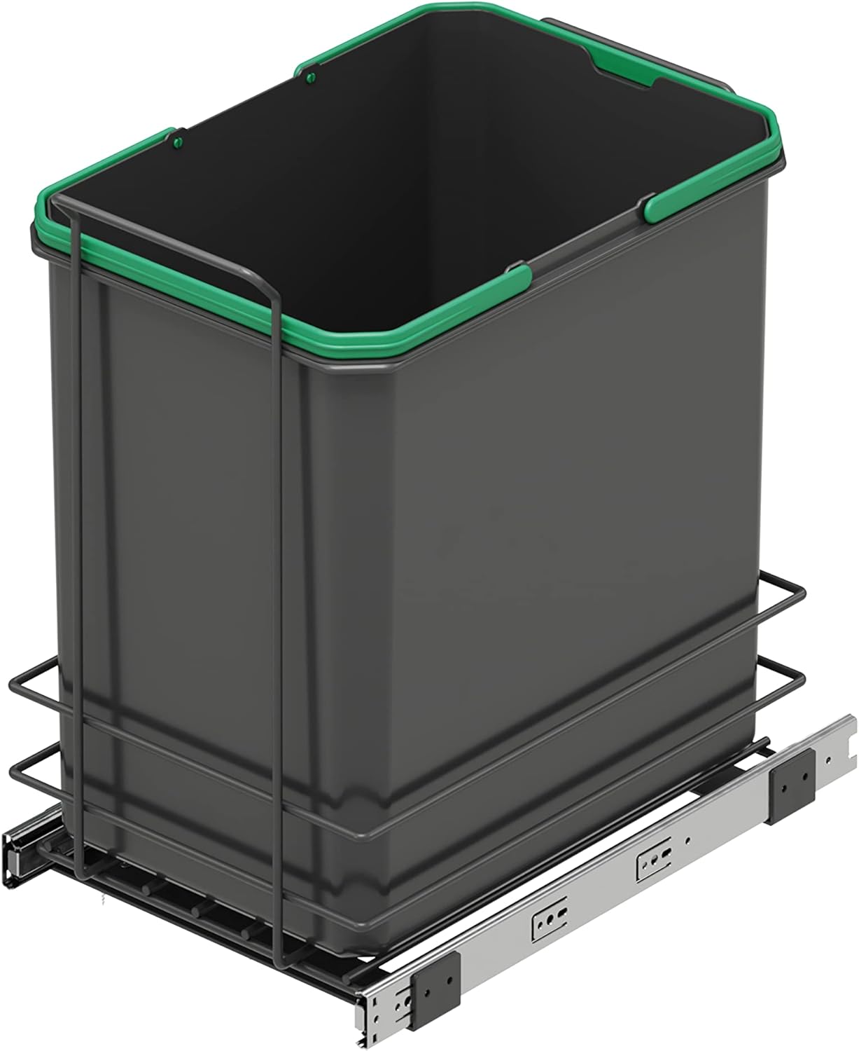 Emuca - Recycle Recycling Bin 35 L for Kitchen, Floor Mounting, Manual Extraction, Without Lid, Charcoal Grey Plastic
