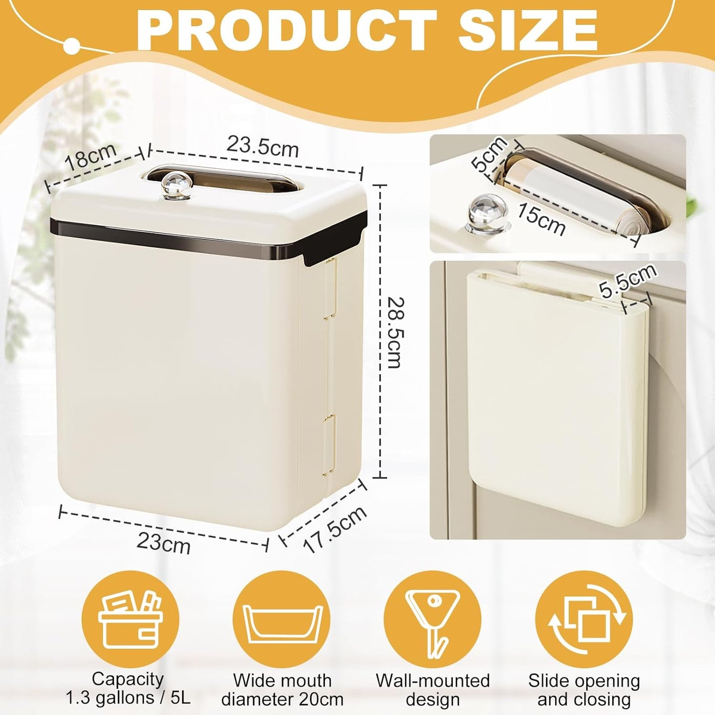 9L Poubelle Murale de Cuisine