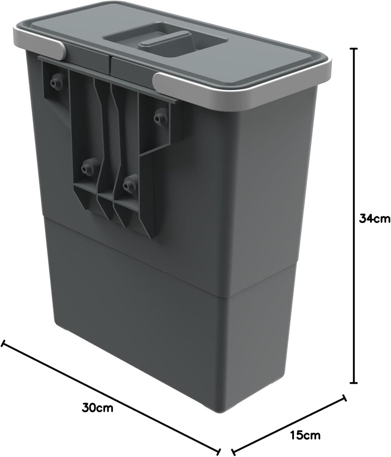 Poubelle 12L a fixer sur porte griseation simple sur n'importe quelle surface via 4 vis autoperceuses.