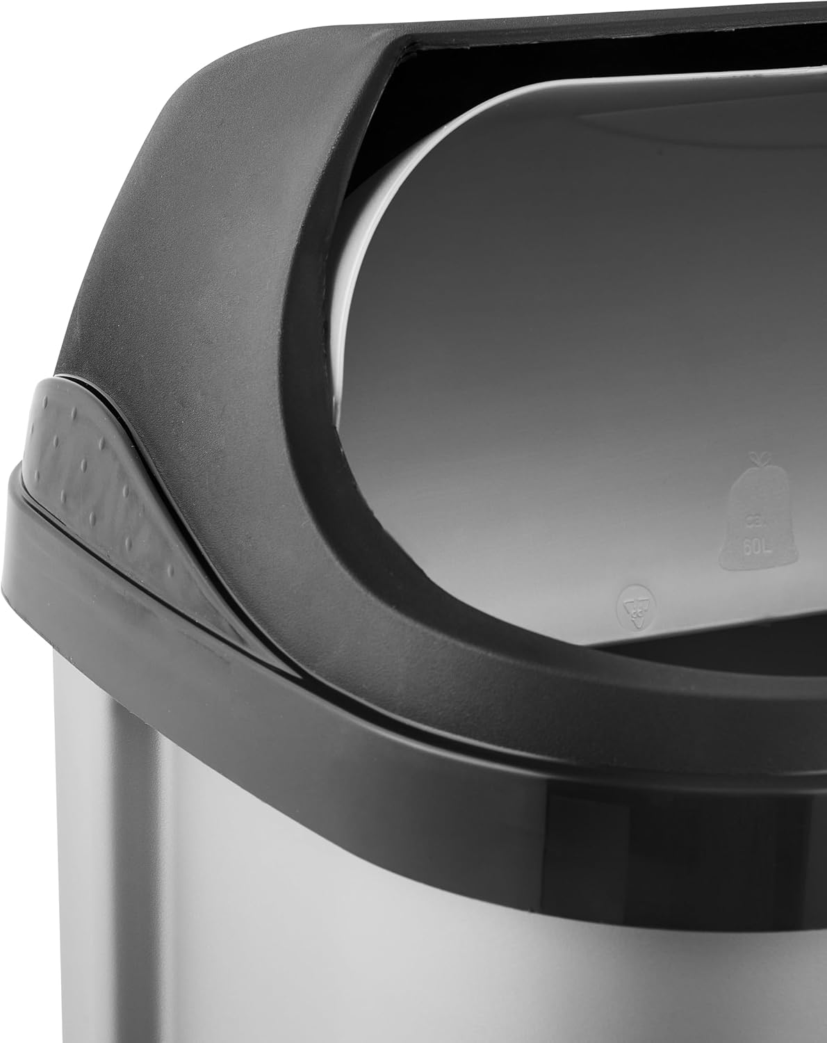Poubelle 50L avec couvercle coulissant argent