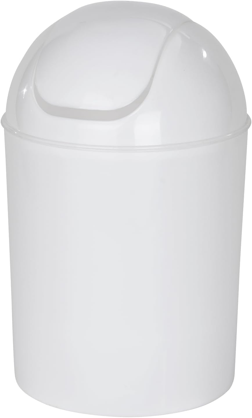 Poubelle Salle de Bain Blanche – 6 Litres avec couvercle basculant