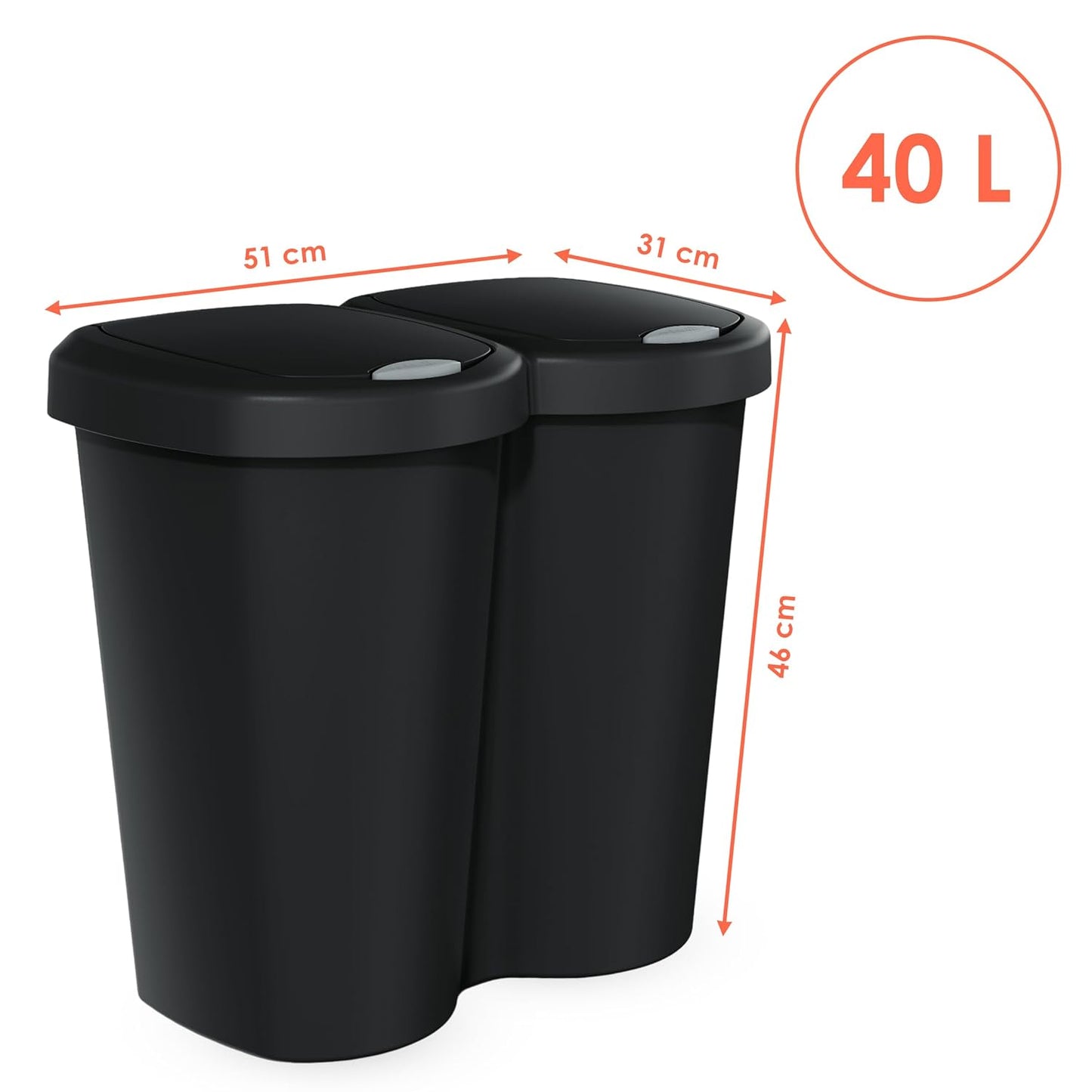 Poubelle double 40L dimension