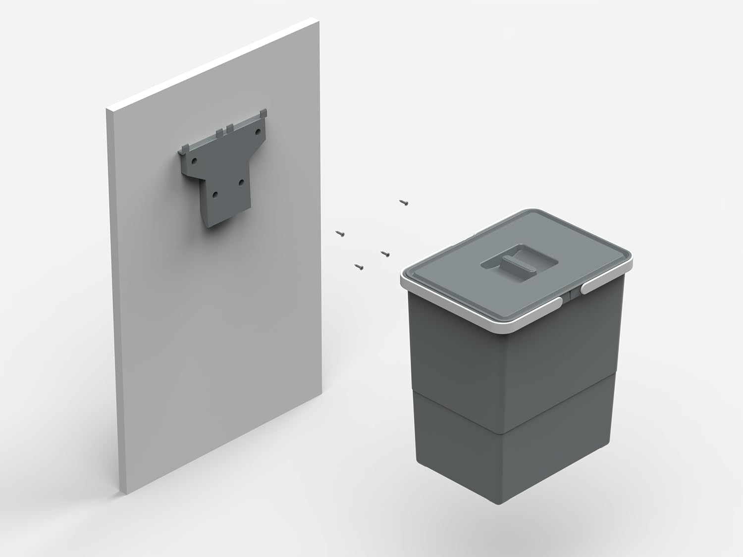 Poubelle en plastique recyclé, pour chaque environnement, capacité 12 litres complète avec couvercle.Fixation simple