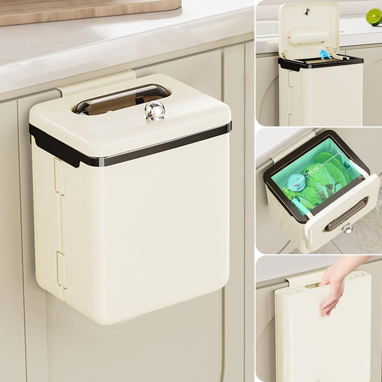 poubelle suspendue pliable 9 litres cuisine salle de bain