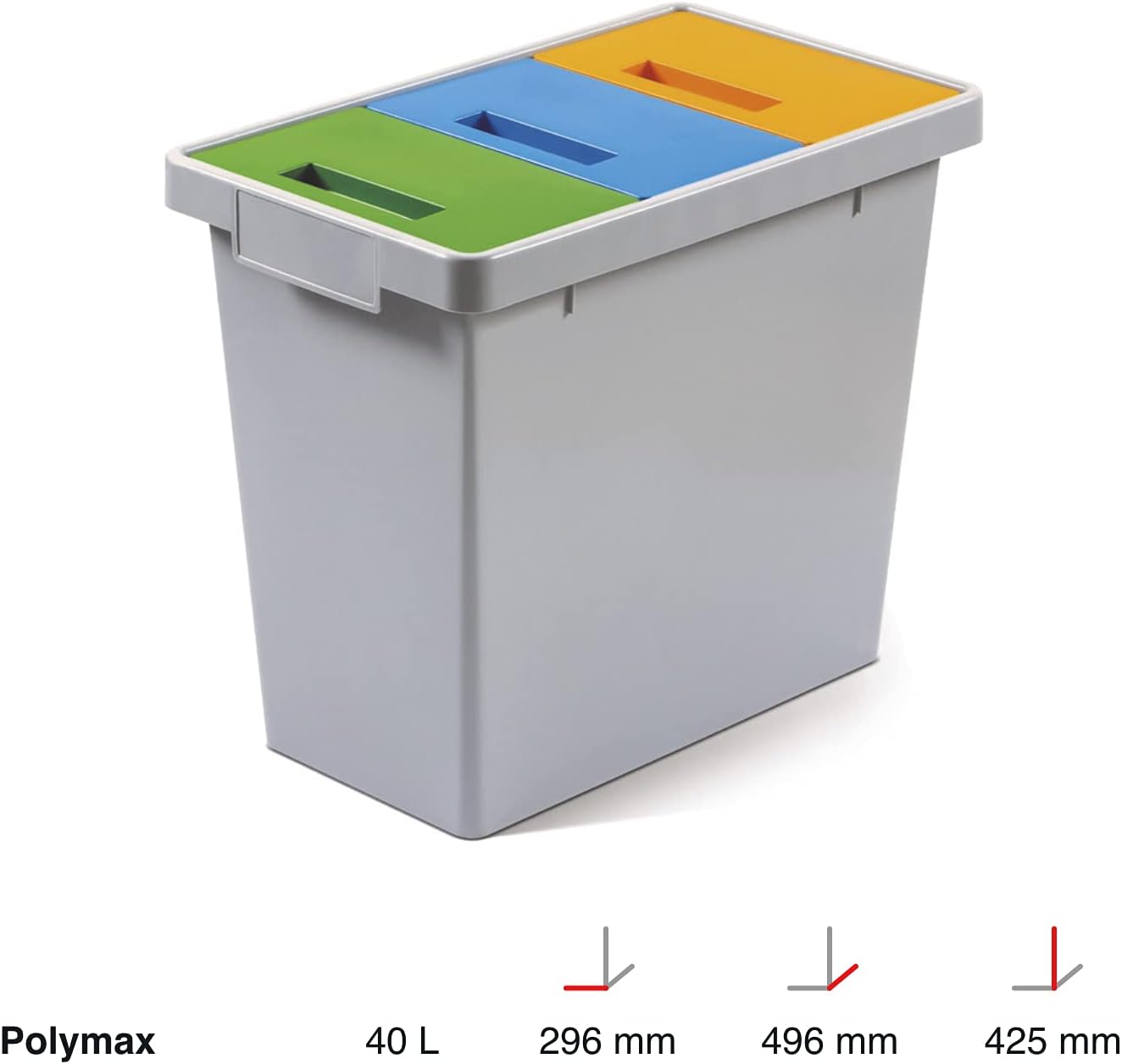 Poubelle tri sélectif 40L (3x13L) + bac organique 6L