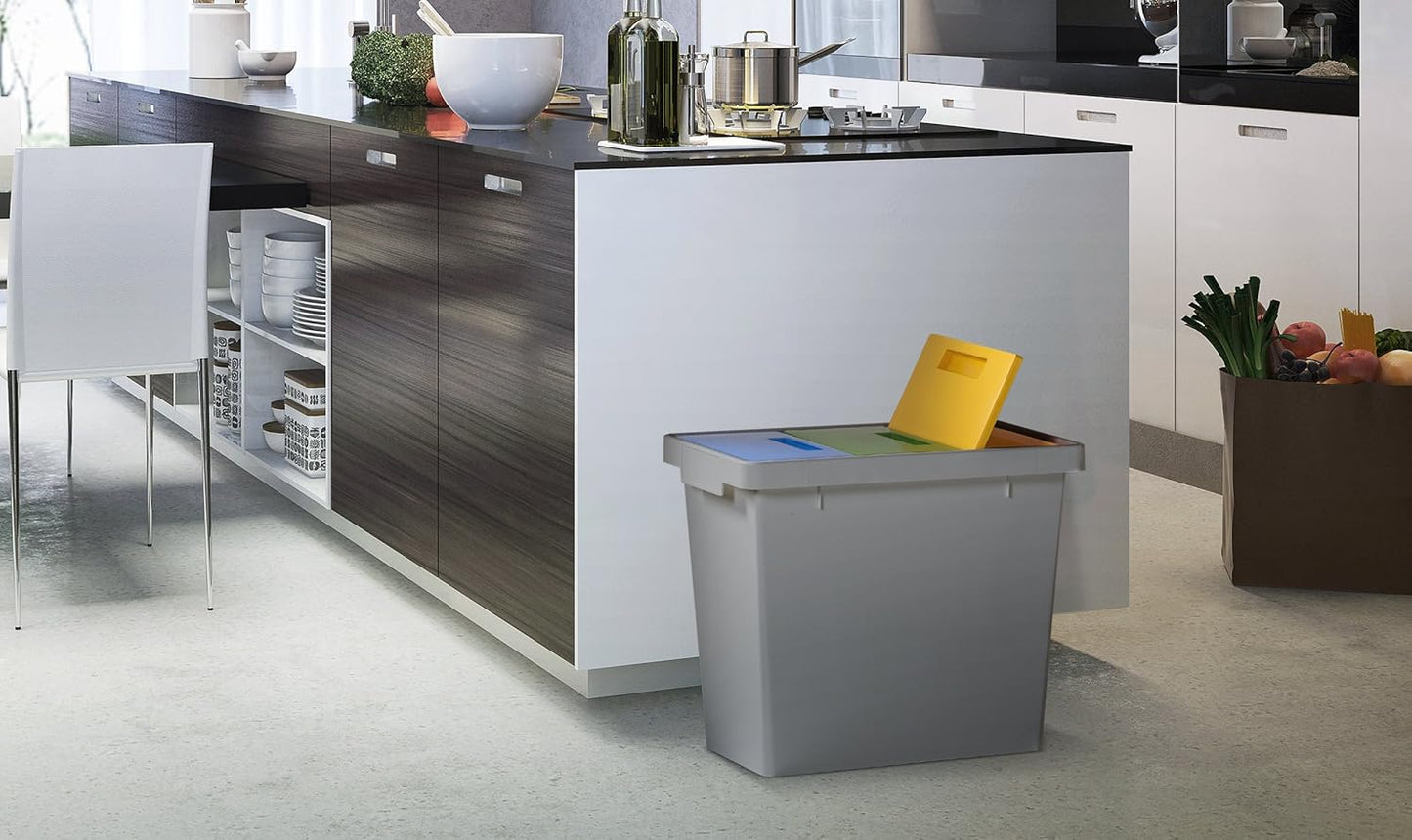 Poubelle tri sélectif 40L (3x13L) + bac organique 6L cuisine