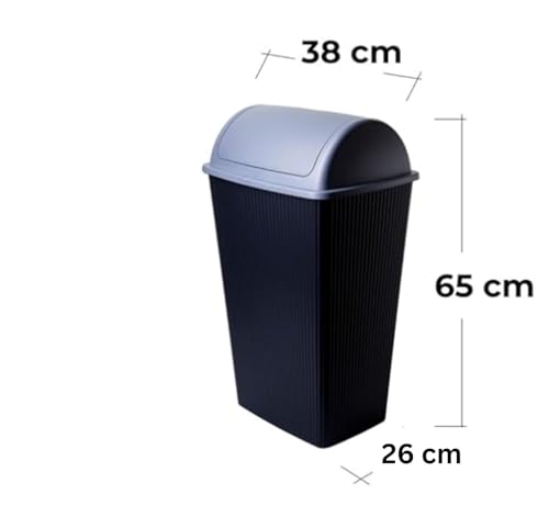 Poubelle 50L avec couvercle basculant – Plastique recyclé, fabrication européenne, design noir moderne