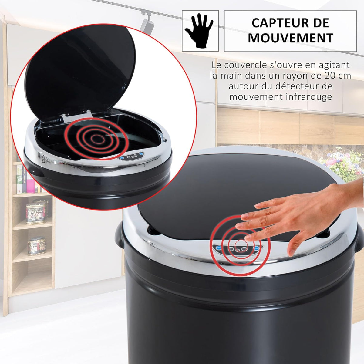 poubelle noire automatique 50l cuisine electrique