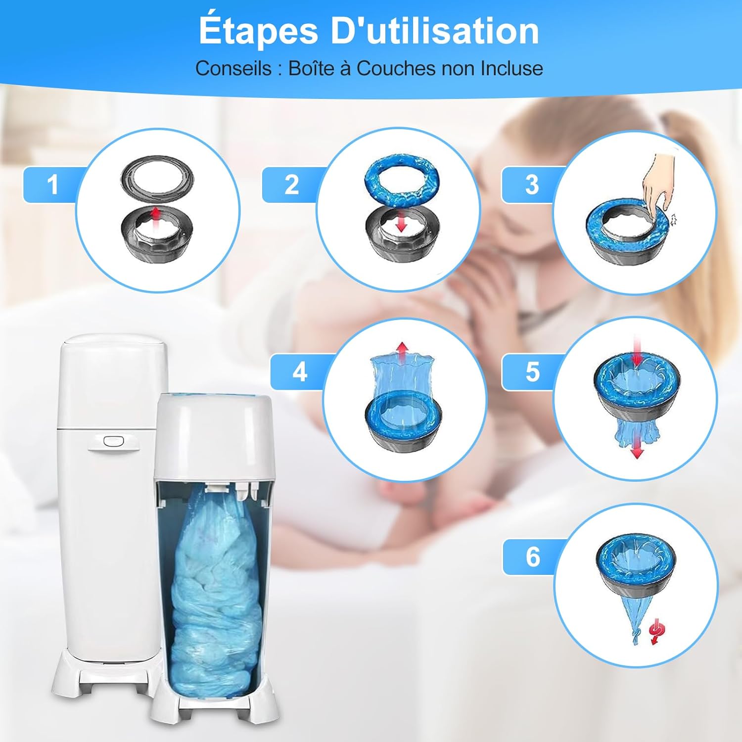 15 Pièces Recharge Poubelle a Couche bebe