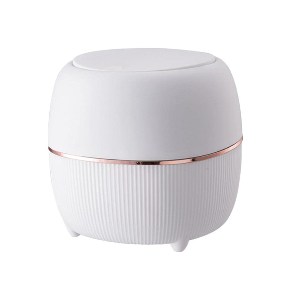 FIYSON Mini Poubelle de Bureau-Poubelle de Bureau créative en plastique Poubelle de Table avec Couvercle à Bouton-Petite Poubelle de Bureau à Domicile pour bureau,chambre cuisine table (Blanc)