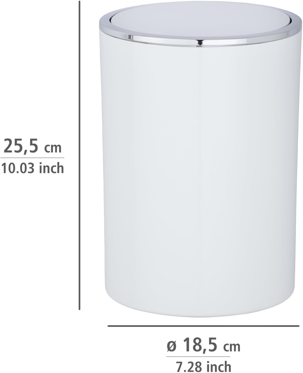 WENKO Petite Poubelle Salle de Bain, Poubelle à Couvercle, 5L, Inca, Blanc, Plastique Haut de Gamme, Ø 18,5 x 25,5 cm