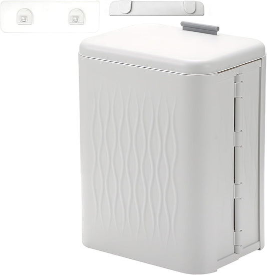 Collapsible Bin with Lid, 12 L - Ideal as Hanging or Wall Bin for Kitchen Composter, Space Saving with Sliding Lid and Easy Installation by Hook and Adhesive