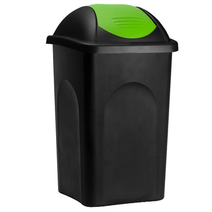 Poubelle avec couvercle basculant 60L noir/rouge poubelle de cuisine 68x41x41cm corbeille déchets tri sélectif ordures