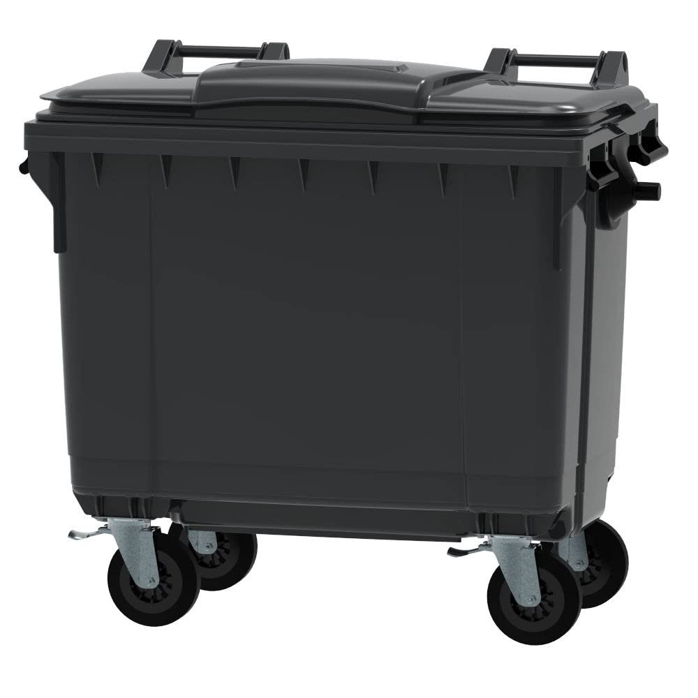 ESE France 4-Wheel Waste Bin - 660L - Robust and Professional - 100% Recycled - Grey - Made in France
