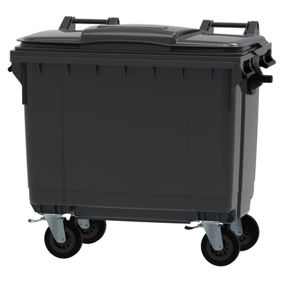 ESE France 4-Wheel Waste Bin - 660L - Robust and Professional - 100% Recycled - Grey - Made in France
