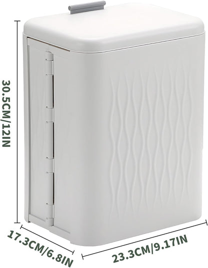 Collapsible Bin with Lid, 12 L - Ideal as Hanging or Wall Bin for Kitchen Composter, Space Saving with Sliding Lid and Easy Installation by Hook and Adhesive