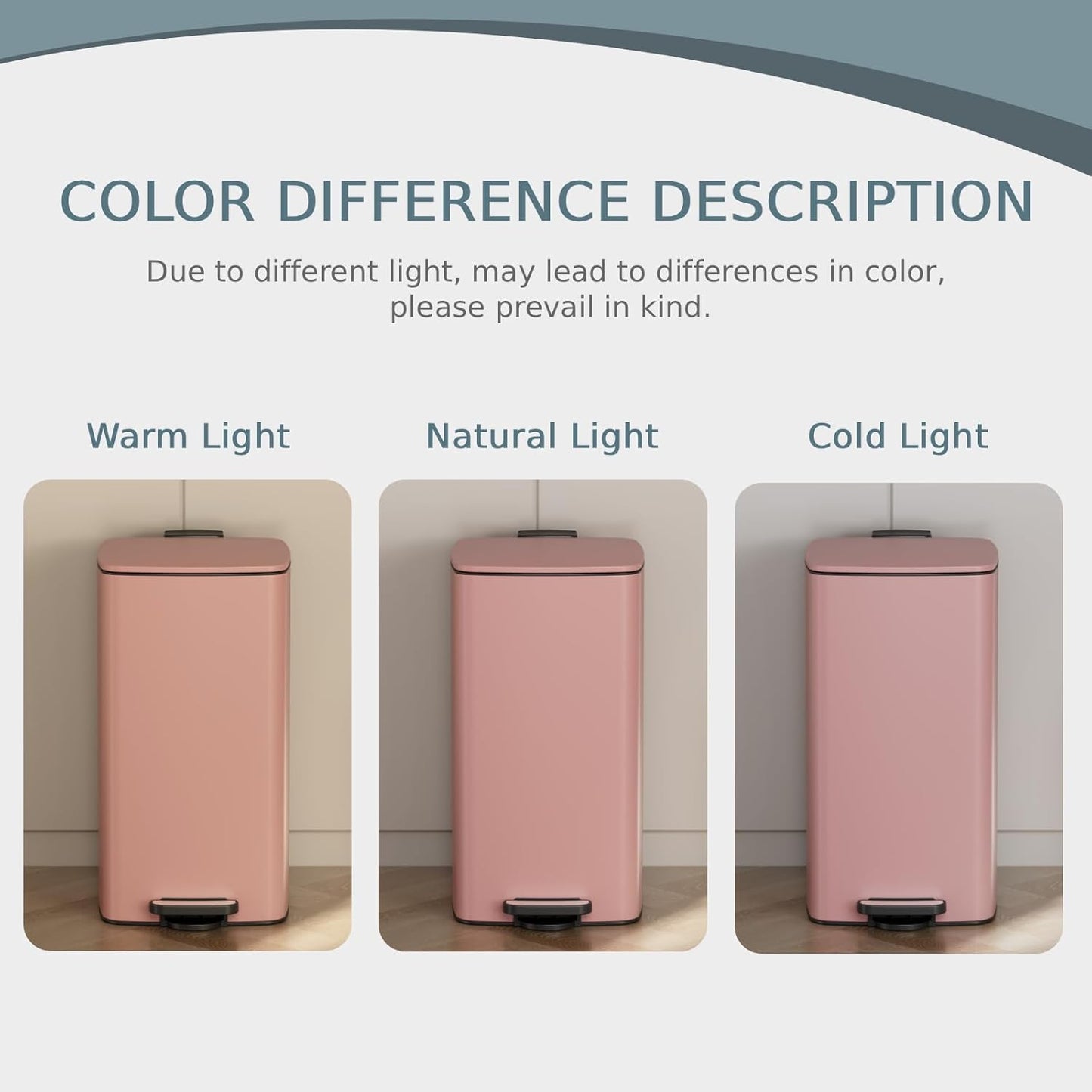 LIFERUN 30L Kitchen Pedal Bin, Rectangular Steel Trash Can with Soft-Close Lid, Interior Bucket and Open Hold Function for Kitchen, Living Room and Office - Pink