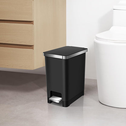 EKO Poubelle Cuisine 10L avec Couvercle Flip N’ Click | Compacte pour Salle de Bain ou Cuisine | Inox Anti-Traces avec Seau Intérieur Amovible | Base Antidérapante et Design Moderne