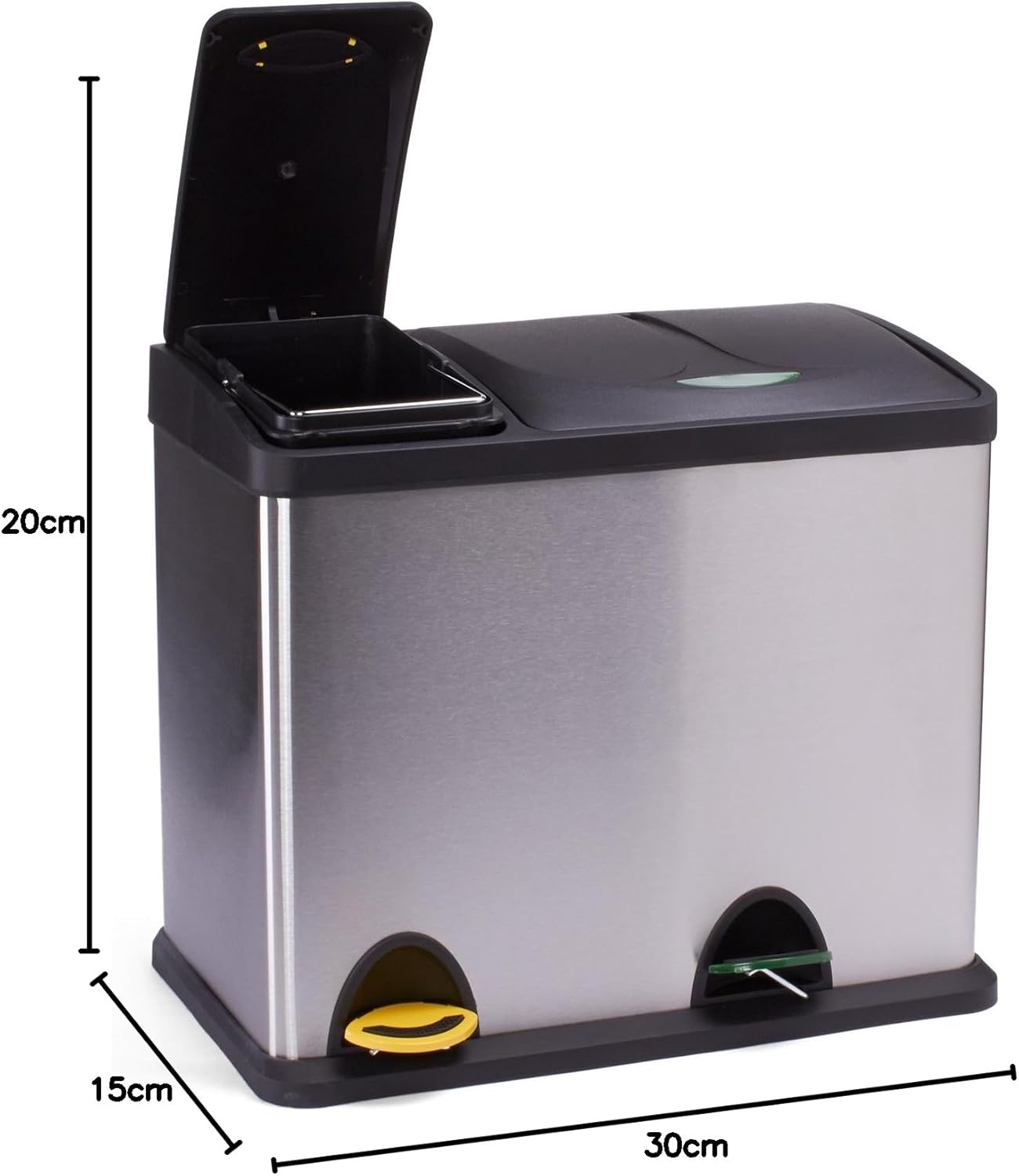 MSV Poubelle à pédale Tri Sélectif Inox 18L+8L