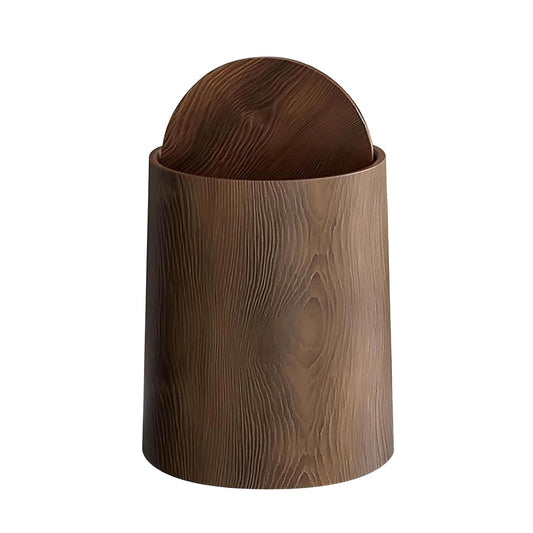 Poubelle de salle de bains avec couvercle pivotant, poubelle intérieure amovible en Imitation de Grain de bois pour le salon, Poubelle Ronde Poubelle De Cuisine Pour Chambre