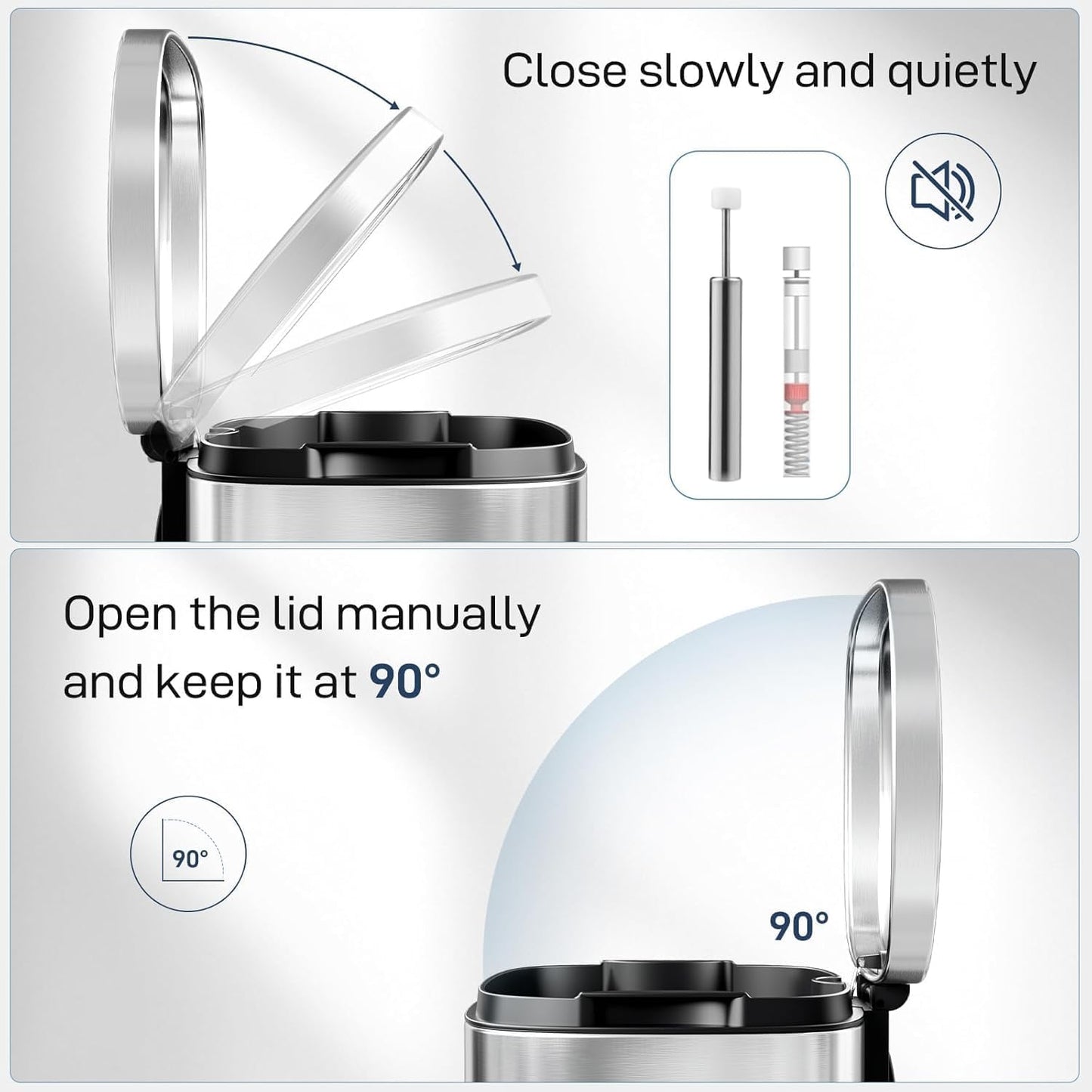 Clevich Poubelle 30 l en acier - Poubelle à pédale avec couvercle Soft-Close - Pédale - Seau intérieur amovible en plastique - Pour cuisine, salle de bain, bureau - Argenté