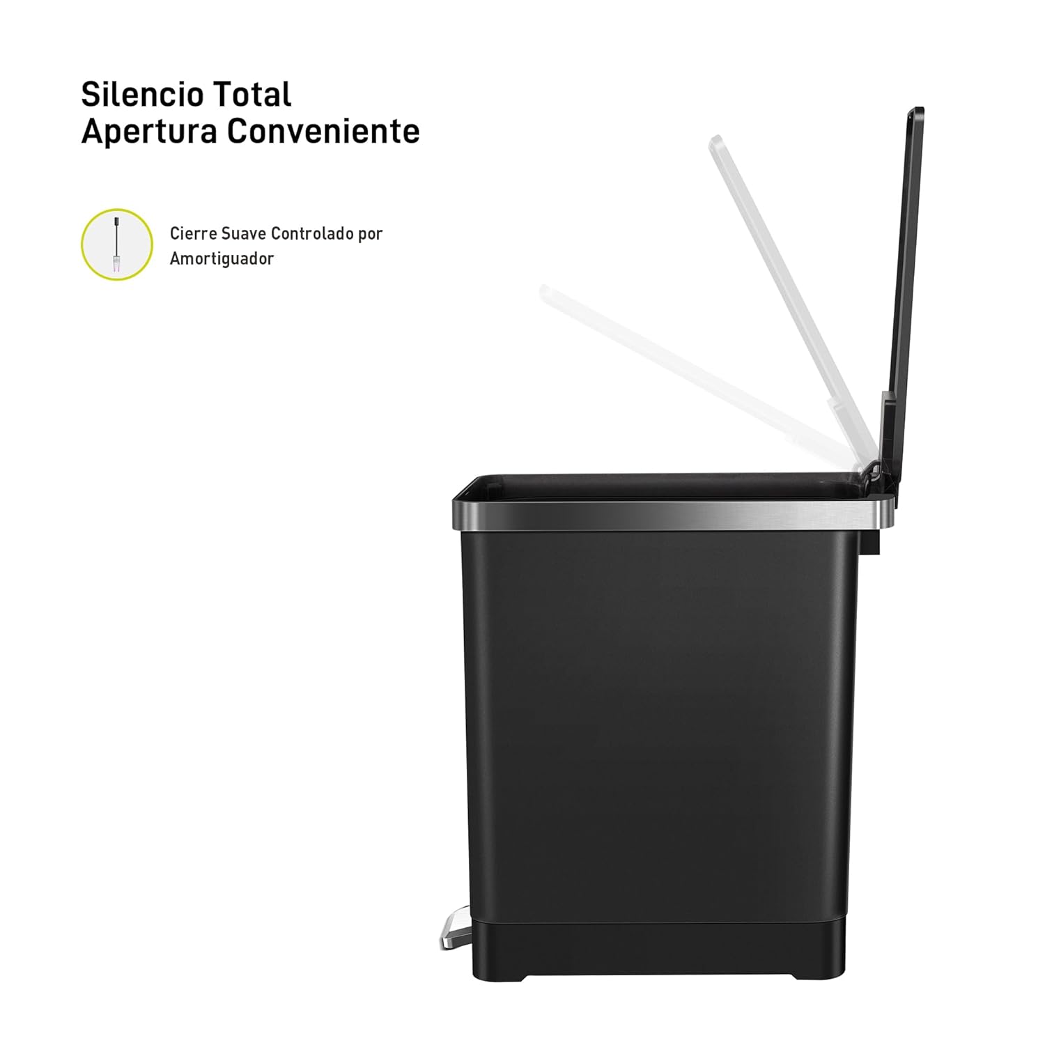 EKO Poubelle Cuisine 10L avec Couvercle Flip N’ Click | Compacte pour Salle de Bain ou Cuisine | Inox Anti-Traces avec Seau Intérieur Amovible | Base Antidérapante et Design Moderne