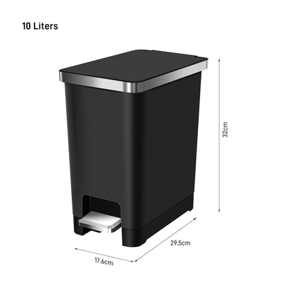 EKO Poubelle Cuisine 10L avec Couvercle Flip N’ Click | Compacte pour Salle de Bain ou Cuisine | Inox Anti-Traces avec Seau Intérieur Amovible | Base Antidérapante et Design Moderne