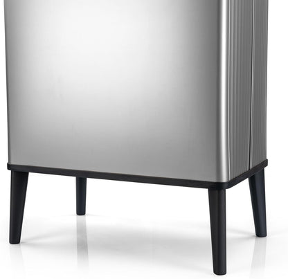 Curver - Poubelle Verto haute capacité de 54 L, couvercle poussoir, design élégant, assemblage facile, recyclable, argent perlé