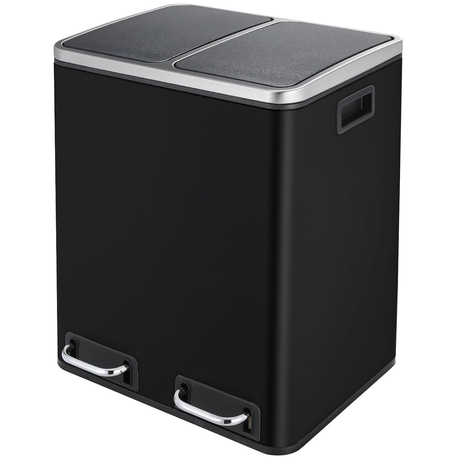 Clevich Poubelle de cuisine, 30 l, système de tri sélectif, 2 x 15 litres, sac poubelle de bureau, poubelle à pédale, déchets recyclables, déchets biologiques, couvercle Softclose, blanche