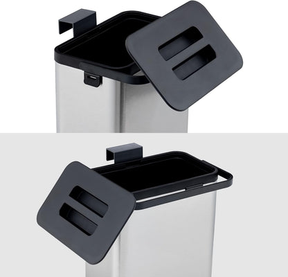 Navaris Poubelle Collecte déchets Cuisine - Bac Poubelle 3L avec Couvercle poignée Seau - Collecteur 21,2 x 20,5 x 13 cm Fixation sur Porte ou Mur