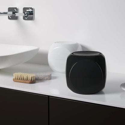 Spirella Cosmetic Bin Waste Container Bathroom Trash Box with Swivel Lid 1 Litre Black