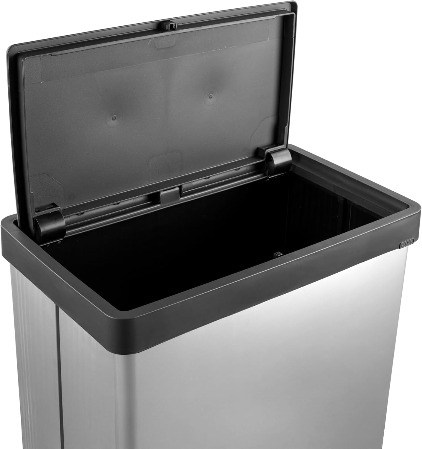 Curver - Poubelle Verto haute capacité de 54 L, couvercle poussoir, design élégant, assemblage facile, recyclable, argent perlé