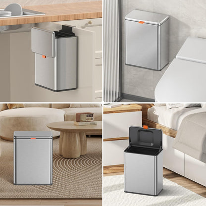 Mbillion Poubelle à compost de cuisine, poubelle suspendue avec couvercle, 8 l, poubelle en acier inoxydable pour portes d'armoires de cuisine, poubelle montée sous l'évier, porte, camping-car, salle