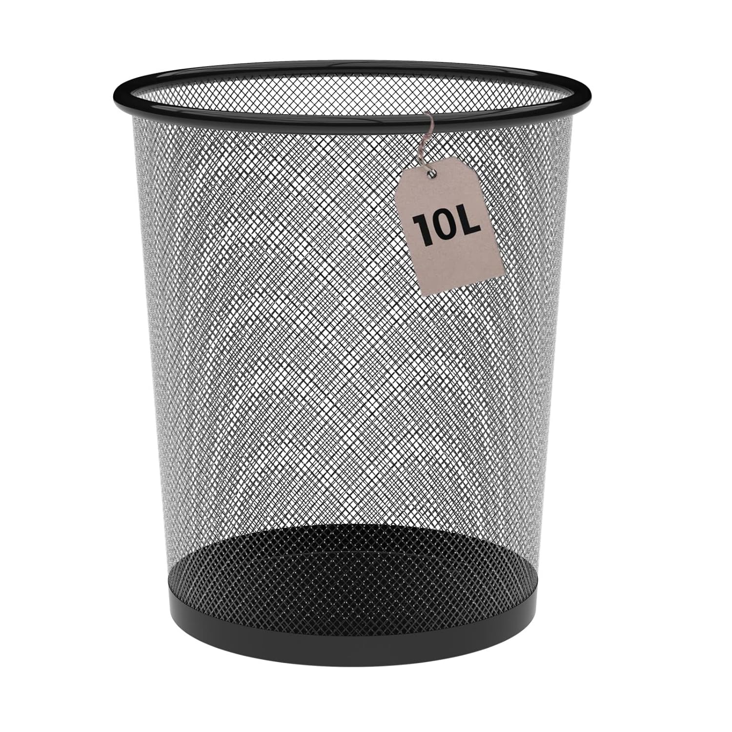 Corbeille à Papier Métallique 10 Litres Noire Ø23,5 x 27 cm. Poubelle de Bureau, Poubelle de Recyclage, Poubelle de Cuisine, Poubelle de Salle de Bain, Organisateur de Bureau