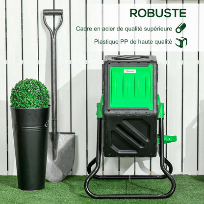 Composteur de jardin rotatif sur pied 65L  vert