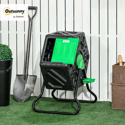 Composteur de jardin rotatif sur pied 65L  vert dimension poubelle