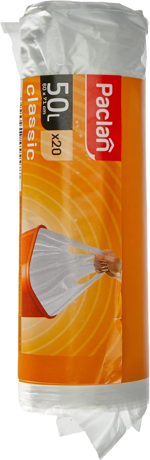  Lot de 20 sacs poubelle 50L- elastique  avec poignée de transport