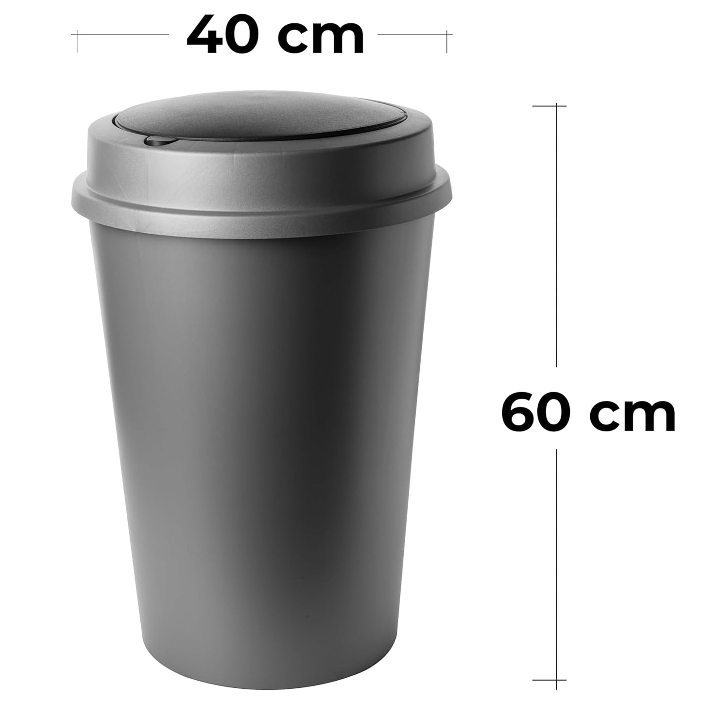 Lot de 2 poubelles 50L noire plastique –