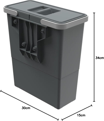 Poubelle 12L a fixer sur porte griseation simple sur n'importe quelle surface via 4 vis autoperceuses.