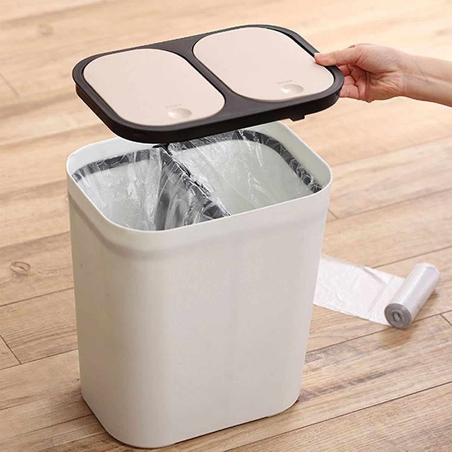 Poubelle 2 bacs pour un tri efficace blanc