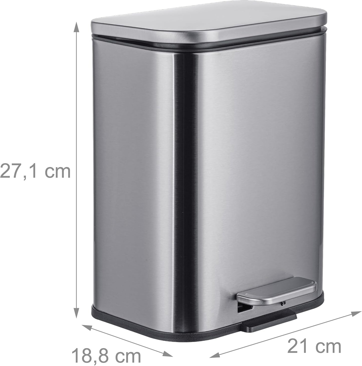 Poubelle 5L inox Soft-Close rectangulaire bureau dimension