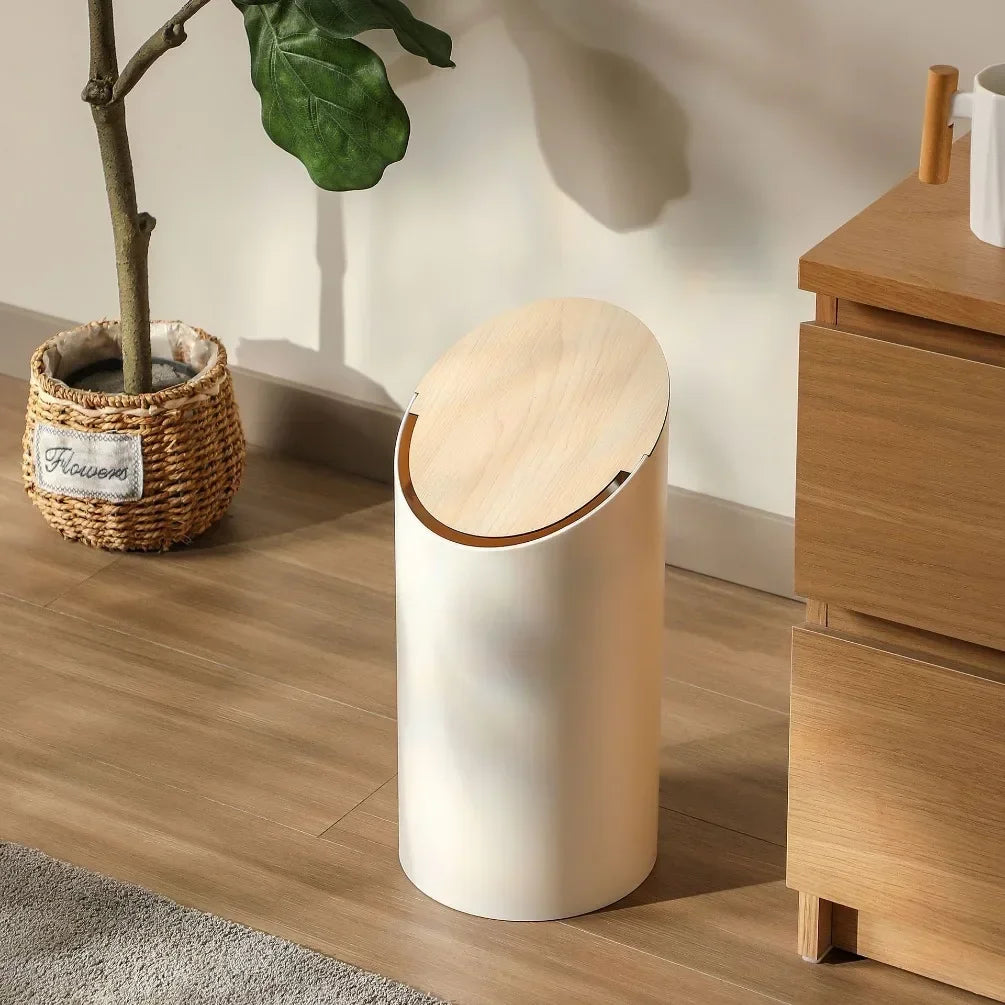 Poubelle 9L avec couvercle bois