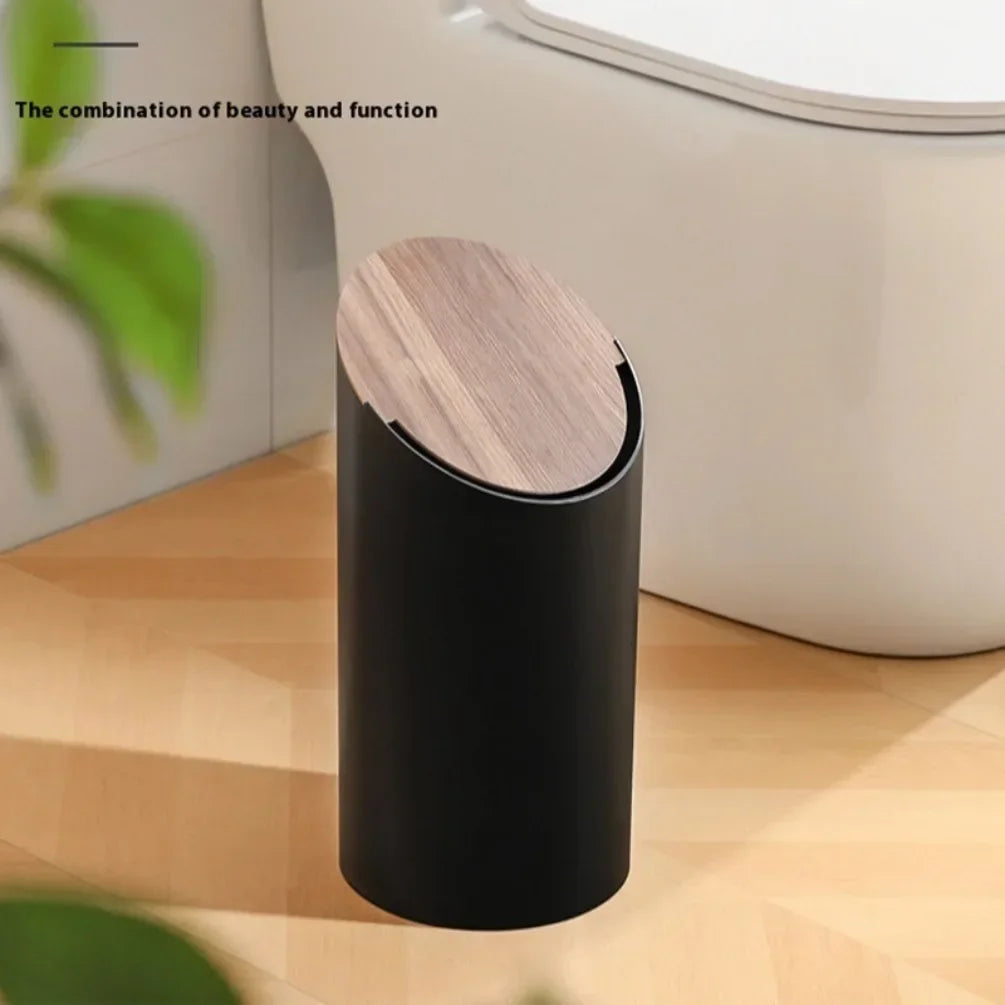 Poubelle 9L avec couvercle bois – Design nordique, 