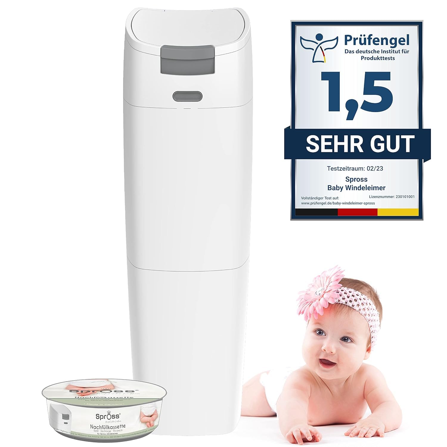 Poubelle à Couche de Bébé avec Cassette de Recharge anti odeur
