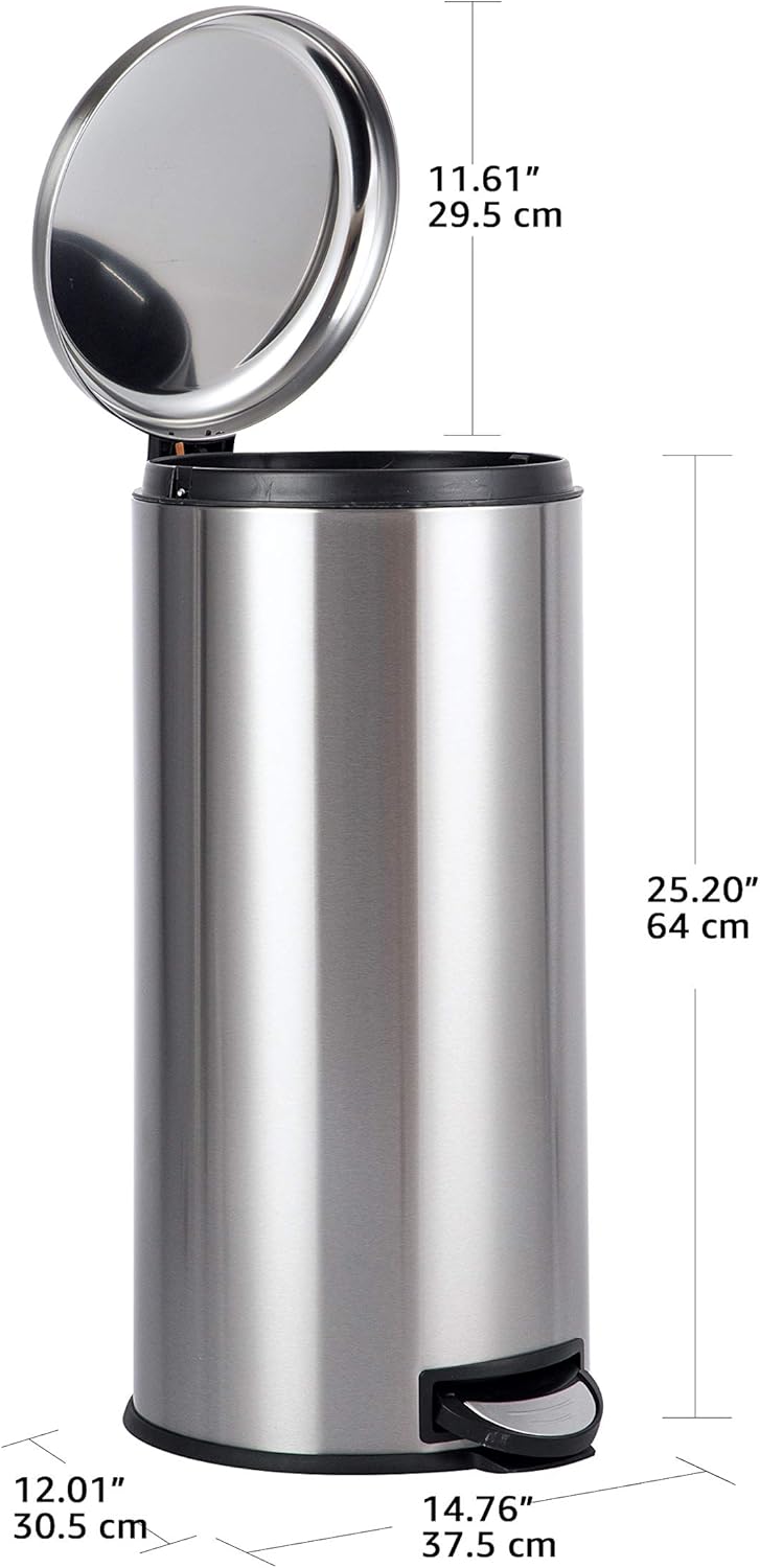 Poubelle à Pédale 30L en Acier Inoxydable grande capacitegrise