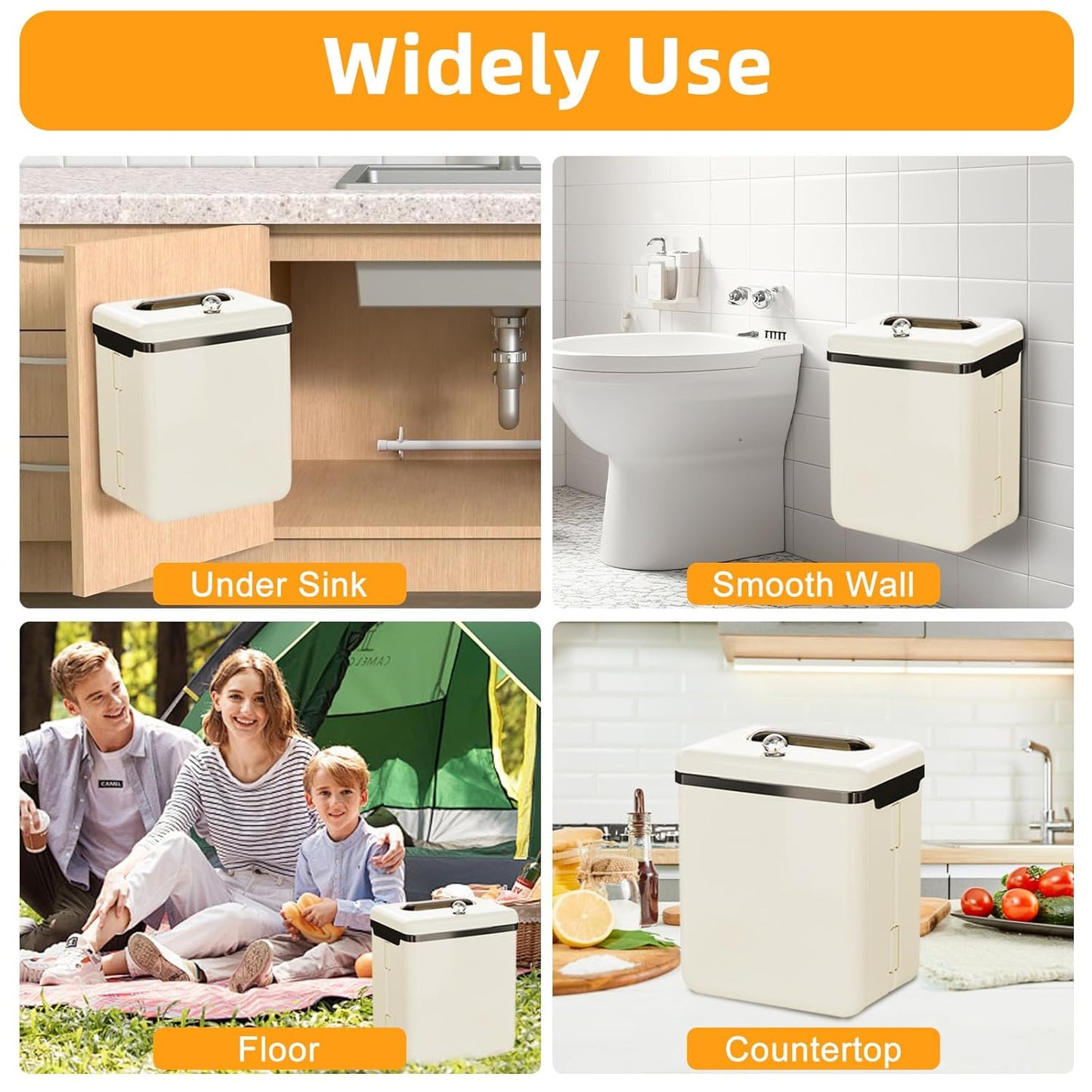 Poubelle Suspendue Cuisine avec Couvercle, 9 L Poubelle de Pliable Anti Odeur,