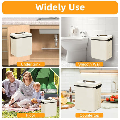 Poubelle Suspendue Cuisine avec Couvercle, 9 L Poubelle de Pliable Anti Odeur,