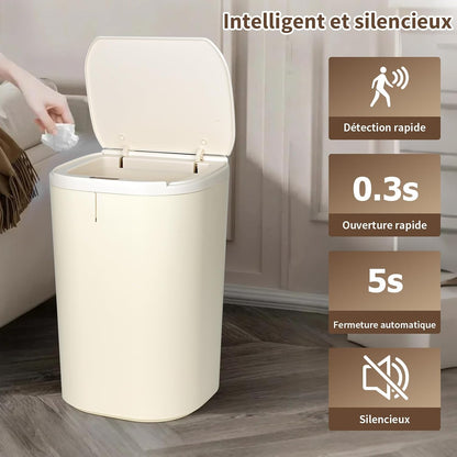 Poubelle automatique 20 L salle de bain  maison blanche